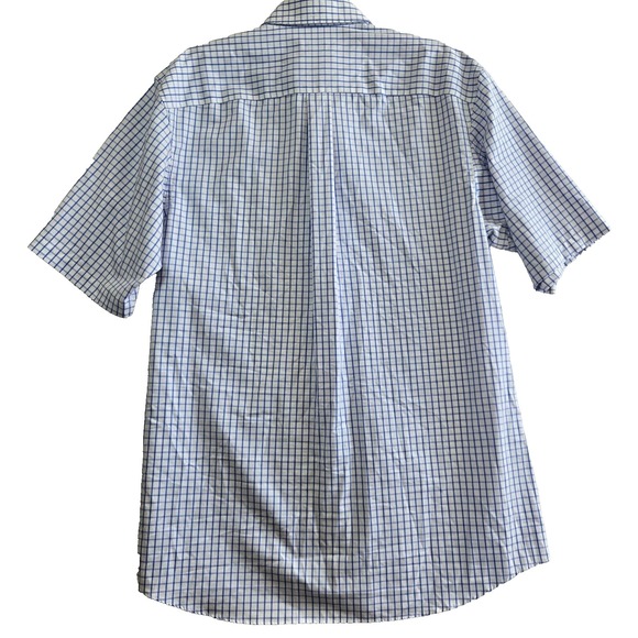 Duluth Trading Mens LT  Blue Check Short Sleeve Button Large Tall‎ Relaxed Fit - Picture 8 of 8